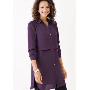 J. Jill NWOT Long Tunic Shirtdress Purple SIZE L